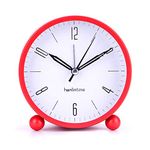 Accod Desktop Alarm Clock Classic Round Silent Alarm Clock Battery Powered Desk Bedside Clock No Ticking Night Light and Snooze Wake Up Clock 4Inch (Red)