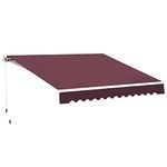 Outsunny 3m x 2.5m Garden Patio Manual Awning Canopy Sun Shade Shelter with Winding Handle Retractable Red