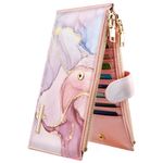 Coco Rossi Womens RFID Blocking Large Capacity Wallet Multi Card Organizer Bifold Wallet for Women with Zipper Pocket, Watercolor Pink, Large, Casual