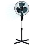 1ABOVE 16" Fan, Pedestal Stand High Performance 140cm Adjustable Height, 3 Speed Setting, Extra Wide Cross Base, Oscillating, Tilting Head (BLACK)