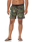 RVCA Men's Standard 4-Way Stretch Elastic Waist 17 Inch Boardshort, Rvca Elastic Trunk 17/Green Camo, Large