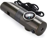 TrekEaze Emergency Survival Kit - 7-in-1 Multi-Function Whistle with LED Light, Compass, Thermometer, and Lanyard for Camping, Hiking, and Adventure