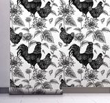 Grace & Gardenia French Farmhouse Chickens & Sunflowers Peel and Stick Wallpaper Roll (rust)