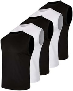 5 Pack: Mens Big & Tall King Size Mesh Tank Tops Active Wear T-Shirt Top Tanks Tees Workout Gym Dry Fit Breathable Crew Under Shirt Athletic Sport Running Top Exercise SPF Shirt Men Tee - Set 3, 4XLT