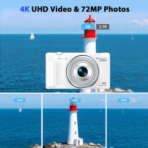 4K Digital Vlogging Camera, 72MP Autofocus, 18X Zoom, Flip Screen, 64GB Card