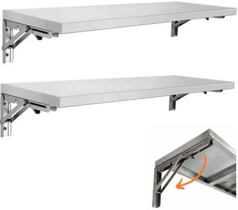 SWOTCATER Stainless Steel Folding Concession Shelf 2 Pack 12" x 48", Drop Down Folding Wall Shelves, Heavy Duty Foldable Wall Mount Shelving for Concession Windows, Food Truck