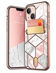 i-Blason Polypropylene Cosmo Wallet Case For Iphone 13 6.1 Inch (2021 Release), Slim Designer Wallet Protective Case With Card Holder Marble