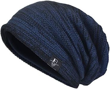 VECRY Hommes Bonnets Slouchy Knit Beanie Calotte Artistique Chapeaux (Marine, Taille M)