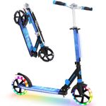 BELEEV V8 Scooters for Kids Ages 6+ with Light-Up Wheel & Stem & Deck, 2 Wheel Folding Scooter for Adults Teens, 4 Adjustable Height, Lightweight Sport Commuter Scooter, up to 220lbs(Galaxy Blue)