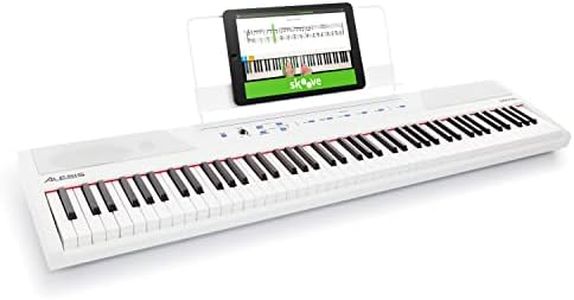 Alesis Recital White 88 Key Digital Piano Keyboard for Beginners with Semi Weighted Keys, Built-In Speakers and Piano Lessons