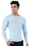 FUAARK Men's Full Sleeve Compression T-Shirt - Athletic Base Layer for Fitness, Cycling, Training, Workout, Tactical Sports Wear (Glacial Blue, M)