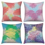 ASDCXZ Cushion Cover 45x45 cm 4er Set, Modern Art Colorful Graffiti Green Purple Red Rose Sofa Cushion Covers Cushion Covers Washable Polyester Flax Textile Outdoor Pillow Cover Cushion Cover