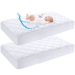 Yoofoss Next to Me Crib Mattress Protector 51 x 85 cm Waterproof Next to Me Mattress Protector 2 Pack Breathable & Comfortable Baby Mattress Cover White