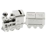 SOLEFAVORS Bambino Silver Plated Train Money Box & First Tooth and Curl Carriage