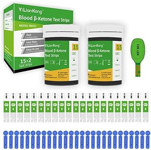 30 Blood Ketone Test Strips & 30 Lancets. Ideal for The Keto Diet and Ketosis Monitoring. (Model SM311 Suitable for YiLianKang PM900B Ketone Meter)