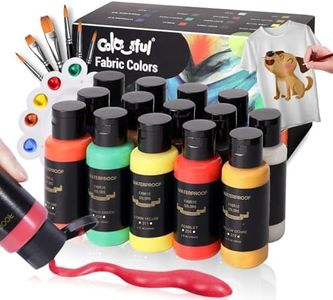 Colorful Fabric Paint Set for Clothes, with 6 Brushes,1 Palette, 14 Colors Permanent Child Safe & Non- Toxic Fabric Paint Kit for T-Shirt, Bags and Cloth Shoes