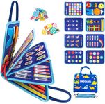 Busy Board for Toddlers Sensory Toys Montessori Toys for 1 Year Old - Airplane Travel Essentials for 1-4 Year Old Boys Girls Educational Games - Preschool Learning Toys Quiet Book (Blue-Dino - Big)