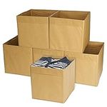 MATANA 6 Storage Boxes (Foldable) - Fabric Cube Canvas Storage Unit for Baby Clothes, Home and Wardrobe Organisers - Khaki, 33cm x 33cm x 37cm