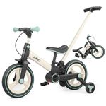 JMMD 6-in-1 Toddler Bike with Training Wheels and Pedals, 12 inch Convertible and Foldable Balance Bike & Pedal Bike with Adjustable Parent Handle, Kickstand, Brakes for kids, Age 18 Months-5 Years