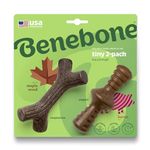 Benebone 2-Pack Maplestick/Zaggler Durable Dog Chew Toys, Real Bacon, Real Maplewood, Made in USA, Tiny, Extra Small, Brown