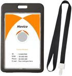 Hovico ID Badge Holder with Lanyard, Vertical Double Sided Transparent ID Card Holder School Card Holder Waterproof Name Badge Holder (Black)