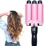 Ausale Curling Iron 3 Barrel Hair Waver Stylish Fast Heating Hair Curlers Temperature Adjustable Ceramic Beach Waver Hair Curlers New Hair Styling Tools (Pink) (22mm)