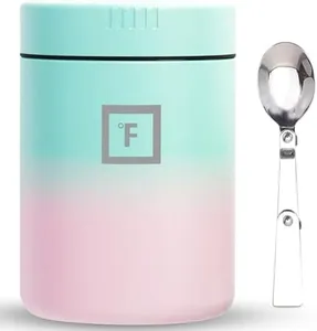 IRON °FLASK Thermos for Hot Food & Soup - 16oz Insulated Food Jar with Foldable Spoon for Kids & Adults - Leak Proof, Stainless Steel, Storage, Lunch Container Boxes, Canteen, Double Walled