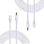 Liwinting 2pcs 5m/16.4ft DC Power Extension Cable 1.35mm / 3.5mm Male to Female Jack DC Power Cord Extension Cable for Cameras, Power Adapter, Parking Reverse Camera, Wireless IP Camera - White