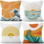 TYLCLTX Boho Throw Pillow Covers Seaside Sunrise Scenery Decorative Pillow Covers Double-Side Printed Outdoor Patio Home Decor Bed Sofa Pillow Cases 18x18inch Set of 4