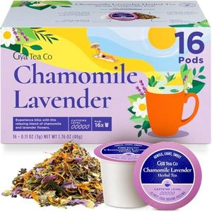 Gya Tea Co Chamomile Lavender Herbal Tea Pods (16 ct) - Decaf Tea K Pods with Soothing Chamomile & Calming Lavender Tea Box for Better Rest - Ideal Tea Lovers Gifts for Any Occasion