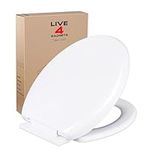 Toilet Seat, Slow Soft Close Toilet Seats White, Top Fixing, Stay Tight Toilet Lid Oval Shape, Heavy Duty Urea-Formaldehyde Anti-Bacterial Material Hygienic Easy to Clean for Bathroom Washroom Home