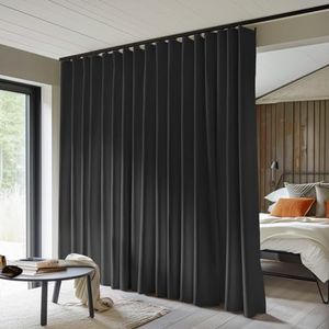 MaKefeile Room Divider Curtains Total Blackout Privacy Curtain Panel Room Thermal Insulated Noise Reduction Curtain for Bedroom Window Living Room Ceiling Track Curtain W 10 ft × H 9ft Black.