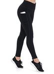 ALONG FIT Leggings for Women with Pockets Pantalon Femme Tights Yoga Pants Buttery Soft Workout 4 Way Stretch (Black, XL)