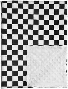 CIVARUA KIDS Checkered Baby Blankets for Boys, Comfy Durable Blanket with Double Layer Dotted Backing Checkerboard Grid Chessboard Gingham Bed Blankets for Newborn Infants Black, 30x40 Inches
