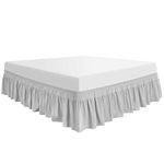 PiccoCasa Polyester Wrap Around Bed Skirt,Elastic Dust Ruffles Bedskirts,Fade & Wrinkle,No Lift Mattress,Three Fabric Sides with 16 Inch Drop Light Gray Full