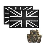 2pcs Tactical Union Jack Embroidered Flag,England Flag Patch,Black & White United Kingdom Embroidered Fabric Patch Hook and Loop Applique for Military Uniform Tactical Bag Jacket Jeans Hat