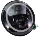 ELTRON TURBO Imported Warranty DC Power Full Ring DRL 7 Inch Headlight Front LED Headlight Bulb White and Yellow, Angel Eye Lamp Compatible for all Thar & Bullet Models, Hi/Low Beam Amber (Pack Of 1)