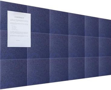 Fulmoon 18 Packs Large Cork Board Felt Wall Tiles 70'' x 35'' Wall Tiles Alternative with Removable Bulletin Board for Home Office Notes Photos(Dark Blue)