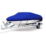 MSC Heavy Duty 600D Marine Grade Polyester Canvas Trailerable Waterproof Boat Cover,Fits V-Hull,Tri-Hull, Runabout Boat Cover (Model E - Length:20'-22' Beam Width: up to 100", Pacific Blue)