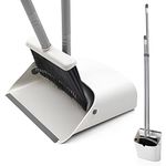 Broom and Dustpan Set, JEHONN Long Handle Lightweight Broom Set Upright Standing Dustpan Stand Up Store Sweep Set for Home Room Kitchen Office Lobby