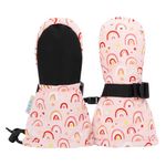 JAN & JUL Girls' Waterproof Thumbless Toddler Mittens with Fleece Lining for Winter (Pink Rainbow, Size XS)