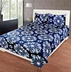 RD TREND 190 GSM Flannel Warm Bedsheets for Winter, Double Flat Size 90 x 100 Inches, 2 Pillow Covers 18 x 28 Inches (Blue Chakri, Double Flat)