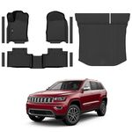 Floor Mats & Trunk Mat Custom for Grand Cherokee & Dodge Durango 2016-2021/Grand Cherokee WK 2022 (Not for L) All Weather TPE Rubber Cargo Liners & Door Sill Guards Automotive Full Set Accessories