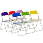 Harbour Housewares Padded, Folding, Desk Chairs - Blue, Green, Pink, Purple, Red, Yellow - Pack of 6