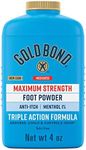 Gold Bond Medicated Talc-Free Foot Powder 4 oz, Maximum Strength Odor Control & Itch Relief