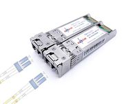 Elfcam® - 10Gbps SFP+ Fibre Optic Transceiver Module, LC/UPC Duplex Single Mode (OS2), 10GBase-LR SFP+ Module 1310nm DDM, 20KM, Pack of 2