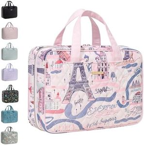 Everfun Travel Toiletry Bag with Hanging Hook and Leakproof Wet/Dry Compartments, Large Capacity Makeup Cosmetic Organizer for Women, 12x9x4.5 Inch, Urban Roam