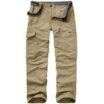 linlon Hiking Pants for Men, Outdoor Lightweight Quick Dry Fishing Pants Casual Cargo Pants with 8 Pockets,Khaki,42