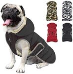 Etechydra Winter Dog Jacket with Removable Hat, Dog Coat Waterproof Reflective Dog Coat Warm Hoodie Fleece Puppy Coat, Jackets for Small Medium Large Dogs, Black, S