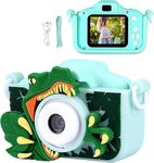 Bluedeal Camera Toys with Silicone Cover | Video Game Camera Toy for Kids | HD Digital Video Camera for 3-12 Years Old Childs Boys Girls | Digital Mini Camera (T- REX Green)